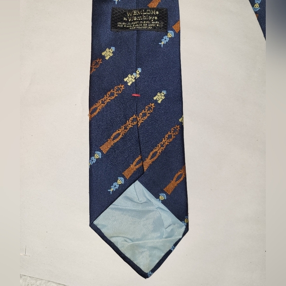 Wemlon By Wembley Castle Tie Navy Blue Brown - Picture 4 of 7